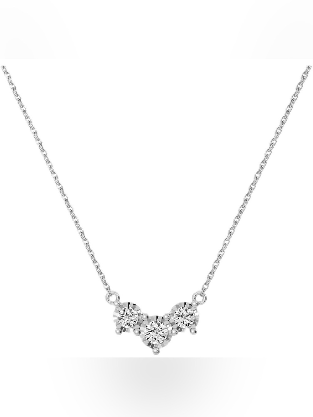 1/4 CTW Diamond 3 Stone Necklace F Color SI1 925 Sterling 18”